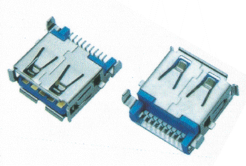 USB3.0 AF sinker SMT H = 3.5mm TYPE shell curling square feet